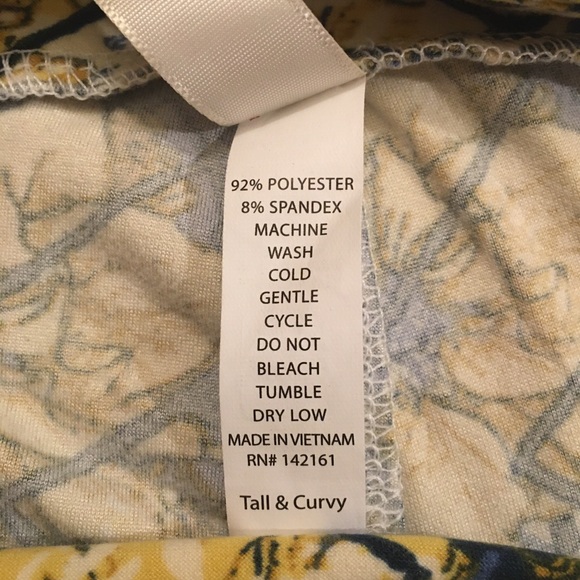 LuLaRoe Blue Yellow Floral TC Leggings - Picture 8 of 8